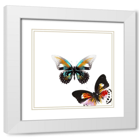 Butterflies Dance VI White Modern Wood Framed Art Print with Double Matting by Project, A.