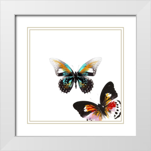 Butterflies Dance VI White Modern Wood Framed Art Print with Double Matting by Project, A.