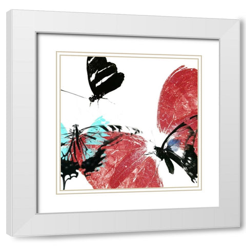Butterflies Dance VIII White Modern Wood Framed Art Print with Double Matting by Project, A.