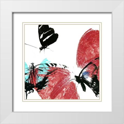 Butterflies Dance VIII White Modern Wood Framed Art Print with Double Matting by Project, A.
