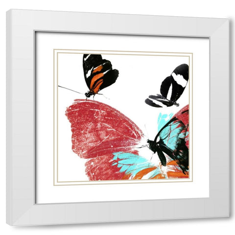 Butterflies Dance IX White Modern Wood Framed Art Print with Double Matting by Project, A.