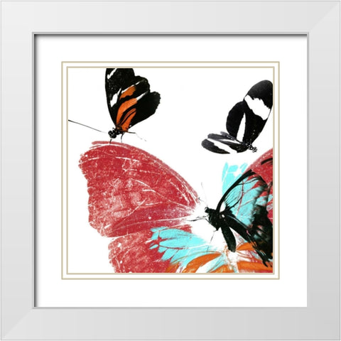 Butterflies Dance IX White Modern Wood Framed Art Print with Double Matting by Project, A.