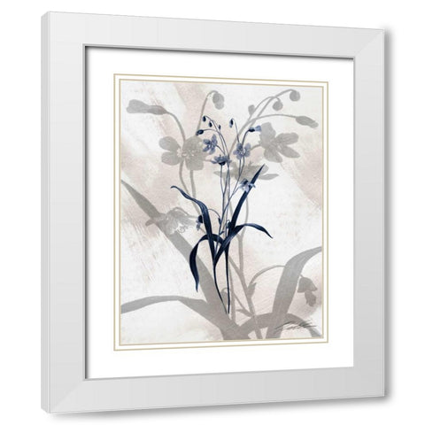 Indigo Bloom III White Modern Wood Framed Art Print with Double Matting by Butler, John