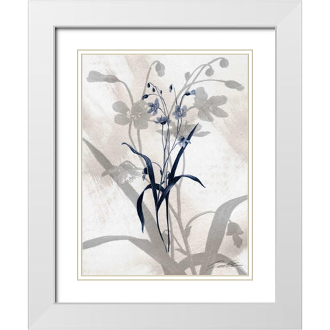 Indigo Bloom III White Modern Wood Framed Art Print with Double Matting by Butler, John