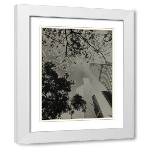 Skyrise View III White Modern Wood Framed Art Print with Double Matting by Ling, Tang