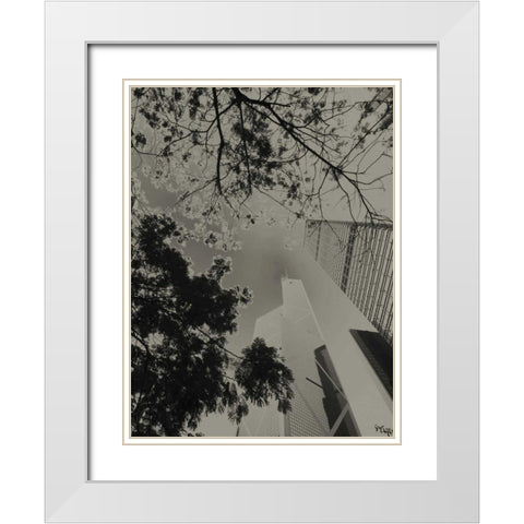 Skyrise View III White Modern Wood Framed Art Print with Double Matting by Ling, Tang
