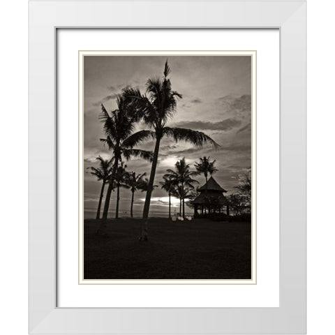 Palms at Night I White Modern Wood Framed Art Print with Double Matting by Ling, Tang