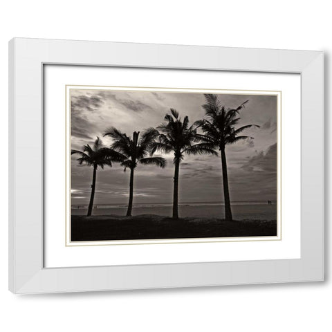Palms at Night VI White Modern Wood Framed Art Print with Double Matting by Ling, Tang