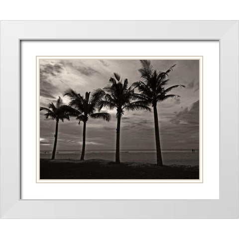 Palms at Night VI White Modern Wood Framed Art Print with Double Matting by Ling, Tang