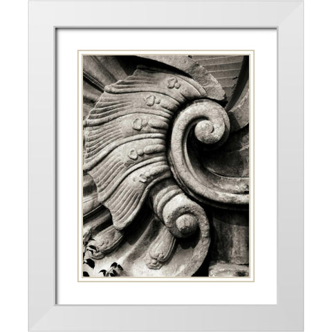 Stone Carving I White Modern Wood Framed Art Print with Double Matting by Ling, Tang