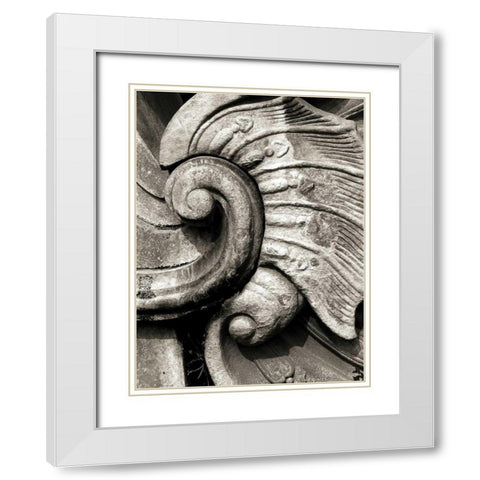 Stone Carving II White Modern Wood Framed Art Print with Double Matting by Ling, Tang