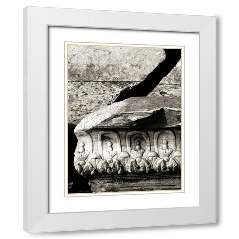 Stone Carving IV White Modern Wood Framed Art Print with Double Matting by Ling, Tang