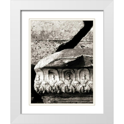 Stone Carving IV White Modern Wood Framed Art Print with Double Matting by Ling, Tang