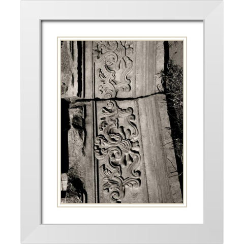 Stone Carving VII White Modern Wood Framed Art Print with Double Matting by Ling, Tang