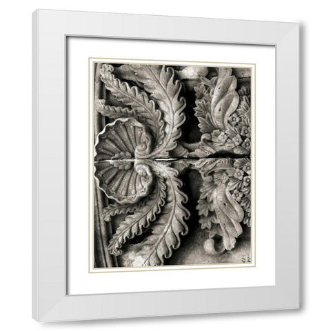 Stone Carving VIII White Modern Wood Framed Art Print with Double Matting by Ling, Tang