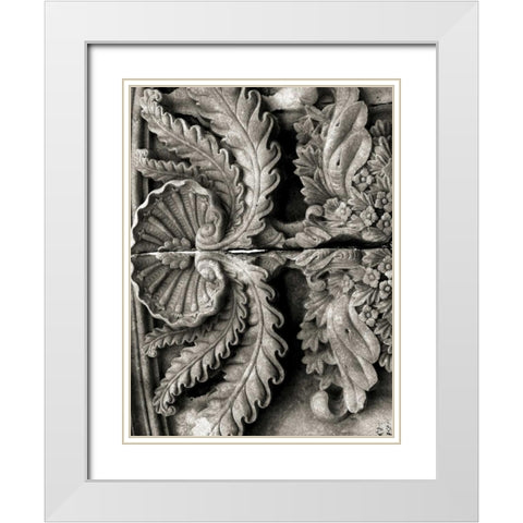Stone Carving VIII White Modern Wood Framed Art Print with Double Matting by Ling, Tang