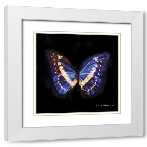 Techno Butterfly II White Modern Wood Framed Art Print with Double Matting by Henry, Lola