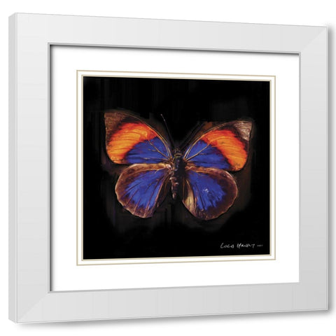 Techno Butterfly III White Modern Wood Framed Art Print with Double Matting by Henry, Lola