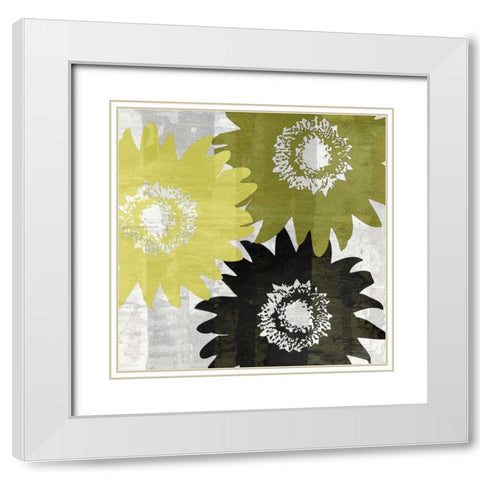 Bloomer Squares I White Modern Wood Framed Art Print with Double Matting by Burghardt, James