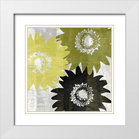 Bloomer Squares I White Modern Wood Framed Art Print with Double Matting by Burghardt, James