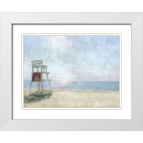 Beach Lookout I White Modern Wood Framed Art Print with Double Matting by Bay, Noah