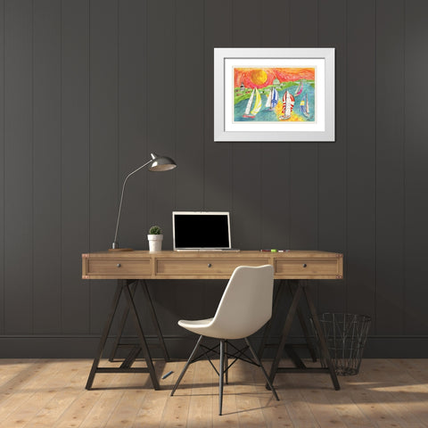 Sunsets Embrace White Modern Wood Framed Art Print with Double Matting by Smith, Kaeli