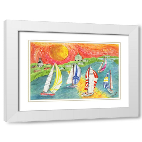 Sunsets Embrace White Modern Wood Framed Art Print with Double Matting by Smith, Kaeli