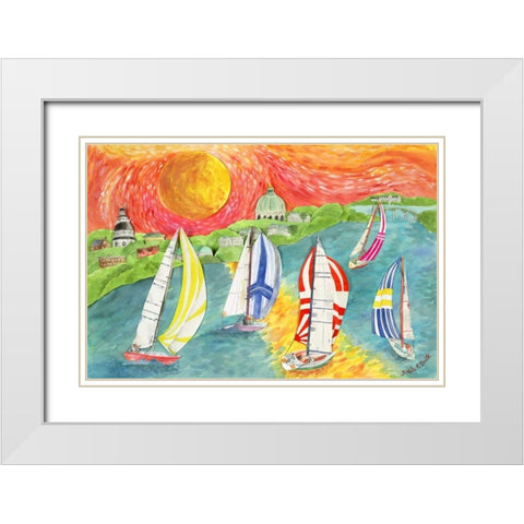 Sunsets Embrace White Modern Wood Framed Art Print with Double Matting by Smith, Kaeli