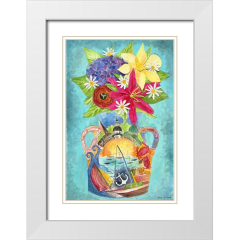 Annapolis Bouquet White Modern Wood Framed Art Print with Double Matting by Smith, Kaeli