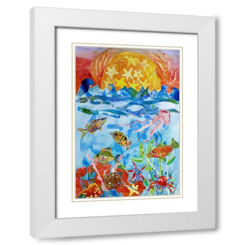 Fish White Modern Wood Framed Art Print with Double Matting by Smith, Kaeli