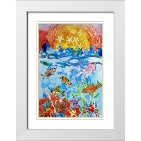 Fish White Modern Wood Framed Art Print with Double Matting by Smith, Kaeli