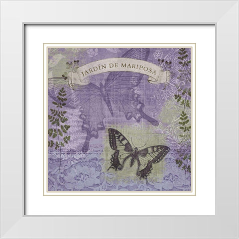 Butterfly Notes III White Modern Wood Framed Art Print with Double Matting by Beth Anne Creative
