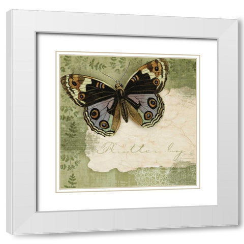 Butterfly Notes IV White Modern Wood Framed Art Print with Double Matting by Beth Anne Creative