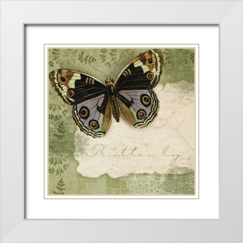 Butterfly Notes IV White Modern Wood Framed Art Print with Double Matting by Beth Anne Creative