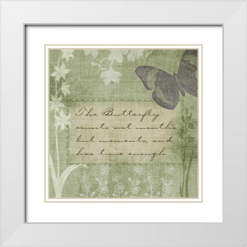 Butterfly Notes VII White Modern Wood Framed Art Print with Double Matting by Beth Anne Creative