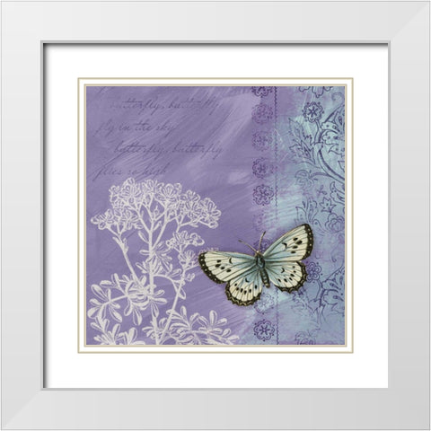 Butterfly Notes VIII White Modern Wood Framed Art Print with Double Matting by Beth Anne Creative