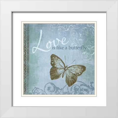 Butterfly Notes IX White Modern Wood Framed Art Print with Double Matting by Beth Anne Creative