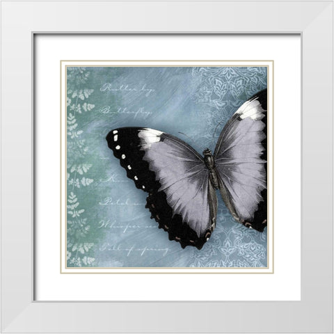 Butterfly Notes X White Modern Wood Framed Art Print with Double Matting by Beth Anne Creative