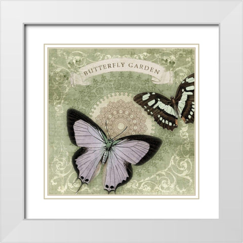 Butterfly Notes XII White Modern Wood Framed Art Print with Double Matting by Beth Anne Creative