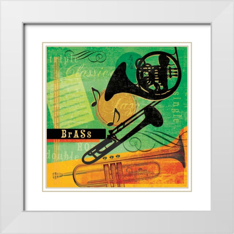 Music Notes II White Modern Wood Framed Art Print with Double Matting by Beth Anne Creative