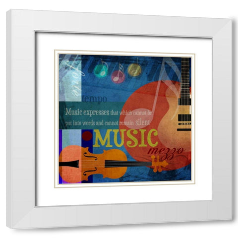 Music Notes X White Modern Wood Framed Art Print with Double Matting by Beth Anne Creative