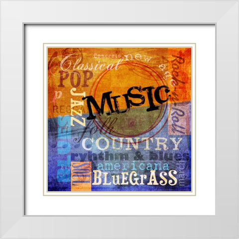 Music Notes XI White Modern Wood Framed Art Print with Double Matting by Beth Anne Creative