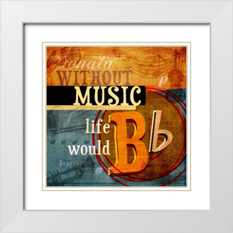 Music Notes XII White Modern Wood Framed Art Print with Double Matting by Beth Anne Creative
