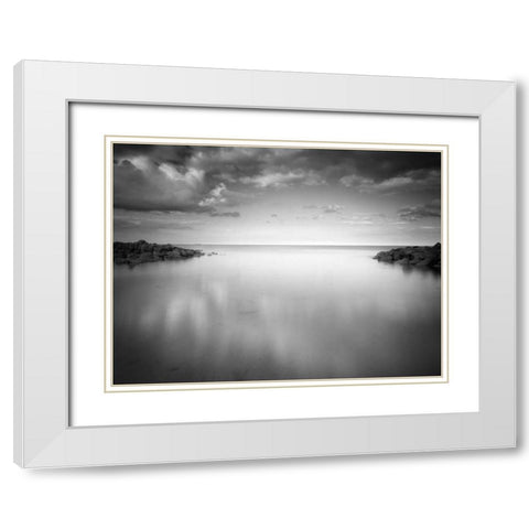 Gentle Waters White Modern Wood Framed Art Print with Double Matting by Henson, Martin