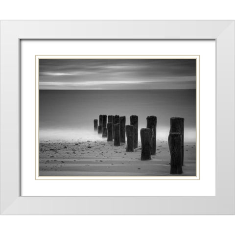 Marching White Modern Wood Framed Art Print with Double Matting by Henson, Martin