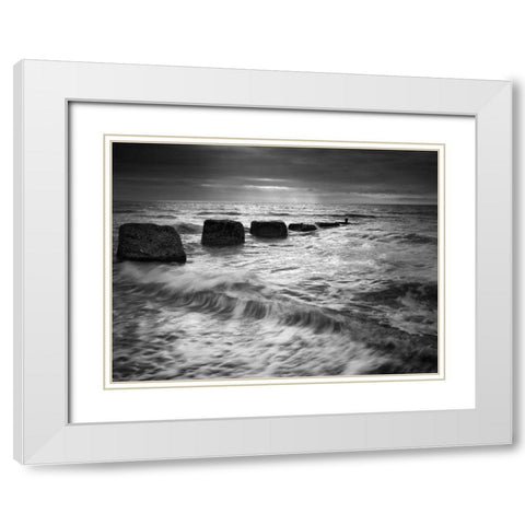 Light on the Ocean White Modern Wood Framed Art Print with Double Matting by Henson, Martin