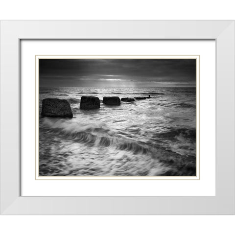 Light on the Ocean White Modern Wood Framed Art Print with Double Matting by Henson, Martin