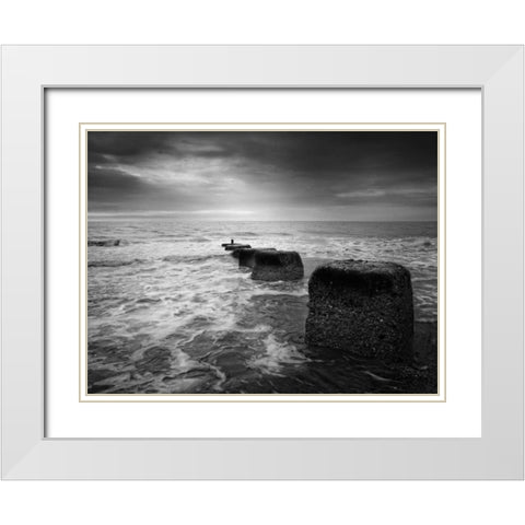 Blocks White Modern Wood Framed Art Print with Double Matting by Henson, Martin