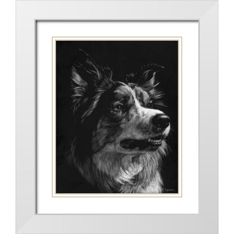 Canine Scratchboard IV White Modern Wood Framed Art Print with Double Matting by Chapman, Julie T.