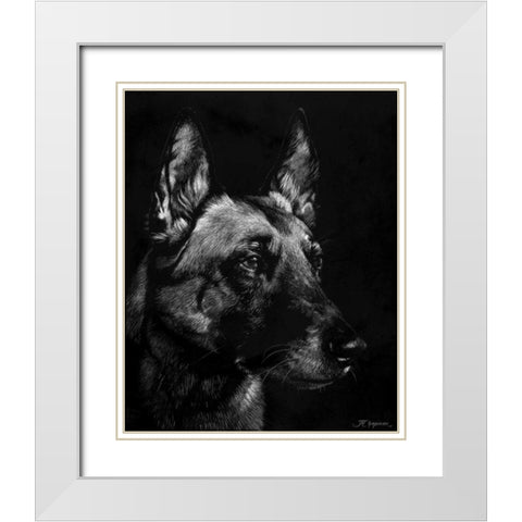 Canine Scratchboard V White Modern Wood Framed Art Print with Double Matting by Chapman, Julie T.